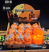 Set 12 Dovleci Halloween cu LED, 9 cm – Decorațiuni Lumină